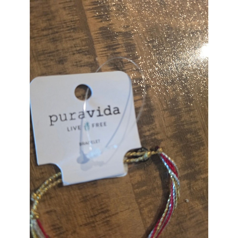 Pura Vida Red Gold Silver Metallic Original String Bracelet New With Tags - Picture 4 of 4
